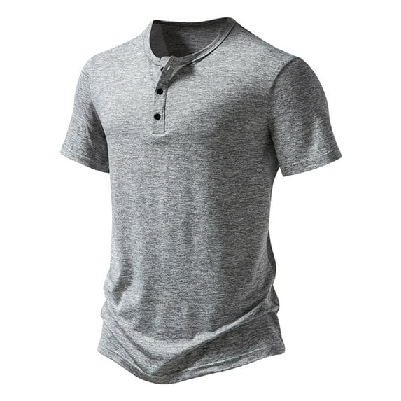 WAENQINLA Men's Casual Henley Shirts Slim Fit Short Sleeve T-Shirt Comfortable Solid Color Tees with 3 Button Soft Basic Tops