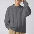 thumbnail image 1 of WAENQINLA Men's Chunky Cable Knit Sweaters Long Sleeve Oversized Pullover Tops Winter Casual Crewneck Knitwear Pullovers Dark Gray M, 1 of 3