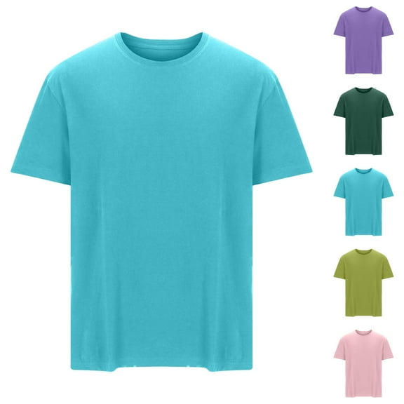 WAENQINLA Men's Crew Neck Tshirts Cotton Casual Solid Short Sleeve Basic Tees Big and Tall Plain Summer Shirt Tops L-5XL