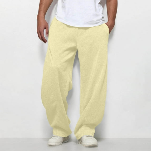 WAENQINLA Men's Fashion Sweatpants Casual Lounge Straight Leg Palazzo Pants Drawstring Elastic Waist Fall Loose Trousers with Pockets