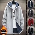 thumbnail image 1 of WAENQINLA Men's Fleece Lined Hooded Jackets Winter Warm Zip Up Knee Length Hoodie Cardigans Fashion Casual Long Sleeve Knitted Tunic Jacket, 1 of 9