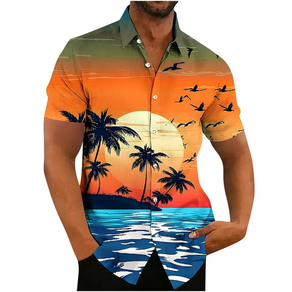 WAENQINLA Men's Hawaiian Shirt Short Sleeve Button Down Shirts Mens Casual Summer Beach Printed Shirt Big and Tall Aloha Shirts