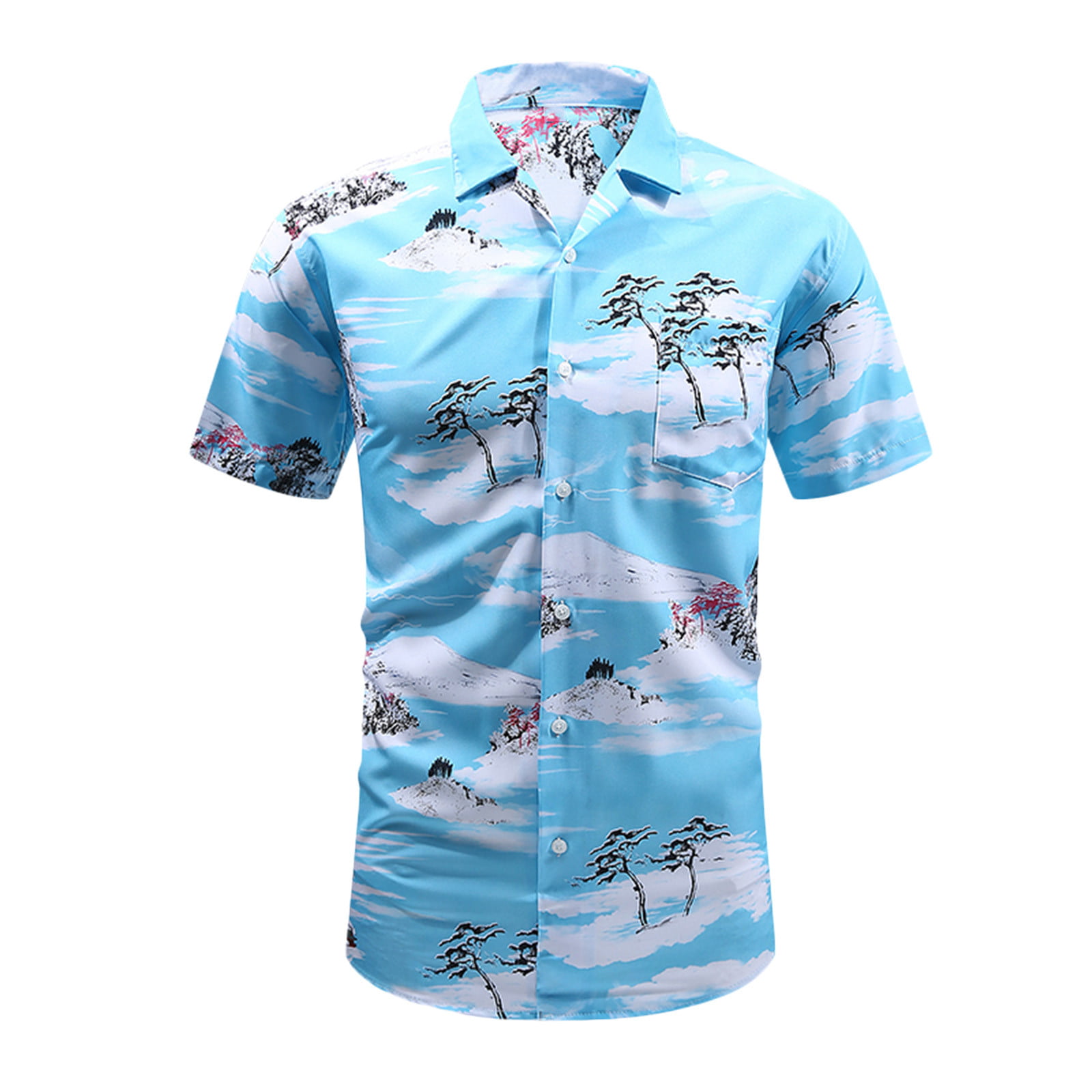 WAENQINLA Men's Hawaiian Shirts Summer Tropical Palm Tree Graphic Beach ...