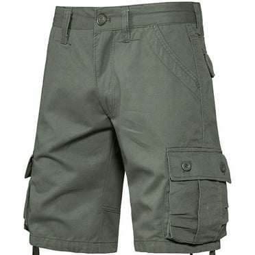 WAENQINLA Men's Long Cargo Shorts Casual Below Knee Capri Shorts Relaxed Solid Tactical Shorts with Multi-Pockets