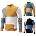 thumbnail image 1 of WAENQINLA Men's Mock Neck Sweaters Basic Knit Pullovers Color Block Ribbed Knit Sweater Long Sleeve Winter Sweaters Yellow XXXL, 1 of 5