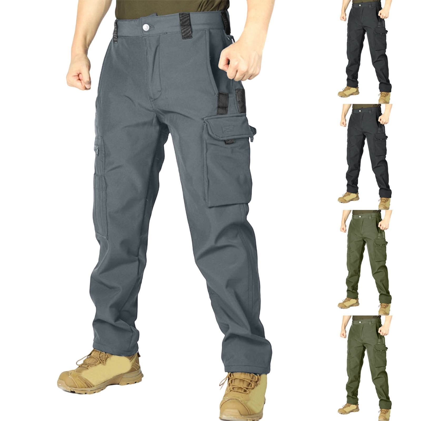 WAENQINLA Men's Pants Thermal Fleece Lined Workout Cargo Pant with ...