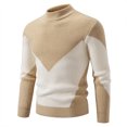 thumbnail image 1 of WAENQINLA Men's Pullover Sweaters Casual Lightweight Mock Neck Pullover Tops Long Sleeve Color Block Knitted Sweater, 1 of 4