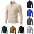 thumbnail image 1 of WAENQINLA Men's Quarter Zip Mock Neck Sweaters Cable Knit Stand Collar Textured Knitted Sweaters Gold XXL, 1 of 8