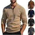 thumbnail image 1 of WAENQINLA Men's Quarter Zip Sweaters Slim Fit V Neck Casual Ribbed Knitted Pullover Tops Fall Winter Lightweight Golf Shirts Dark Gray XXL, 1 of 6