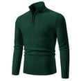 thumbnail image 1 of WAENQINLA Men's Quarter Zip Turtleneck Sweaters Cable Knit Stand Collar Textured Knitted Sweaters Green XL, 1 of 8