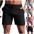 thumbnail image 1 of WAENQINLA Men's Quick Dry Beach Shorts Elastic Waist Drawstring Gym Shorts Solid Color Athletic Workout Shorts 4 Inch Blue Shorts,Size M-XL, 1 of 8