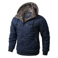 thumbnail image 1 of WAENQINLA Men's Rain Coats Casual Waterproof Ski Jackets with Hood Lightweight Zip Up Fleece Lined Windbreaker Jackets for Running Hiking Climbing Dark Blue L, 1 of 4