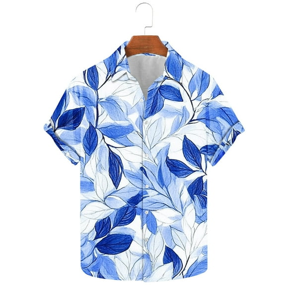 WAENQINLA Men's Short Sleeve Button Down Shirt Loose Fit Big and Tall Hawaiian Shirts Floral Print Tropical Vacation Beach Shirt