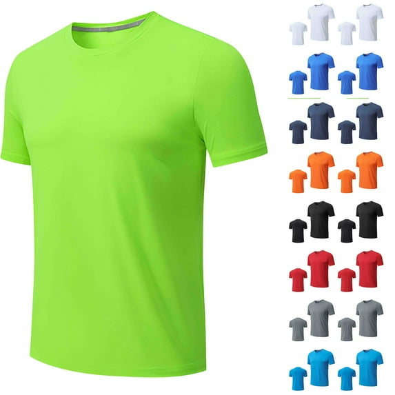 WAENQINLA Men's Short Sleeve Tee Shirts Summer Moisture Wicking Gym Shirts Classic Solid Color Crew Neck T-Shirts