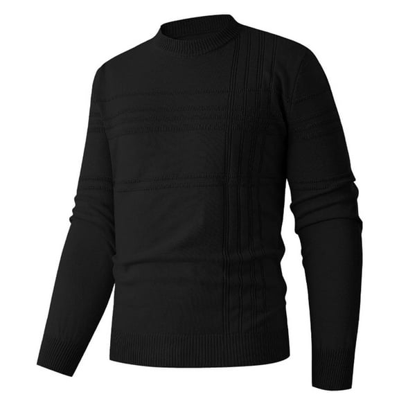 WAENQINLA Men's Slim Fit Sweaters with Ribbed Hem Long Sleeve Crewneck Warm Pullover Tops Winter Casual Knitwear Tshirts Black S