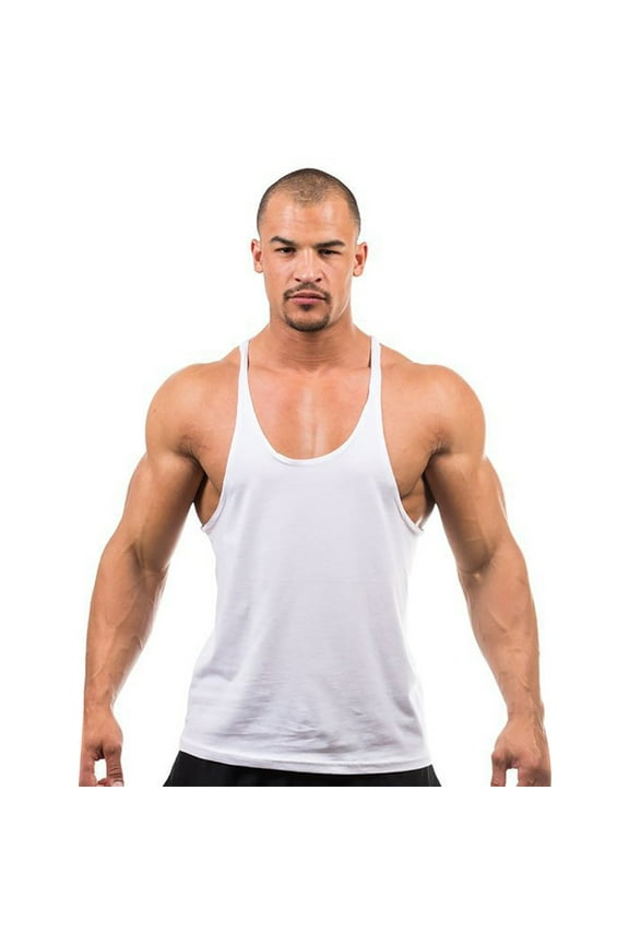 Men's Stringer Tank Tops Y-Back Gym Muscule Cut Off T-Shirt Bodybuilding Training Sleeveless Basic Workout Tank Top