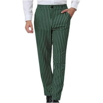 WAENQINLA Men's Striped Dress Pants Color Block Business Casual Pants Straight Fit Golf Pants Flat Front Trousers