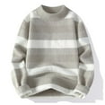 thumbnail image 1 of WAENQINLA Men's Striped Sweaters Winter Warm Crewneck Long Sleeve Pullover Tops Fleece Pattern Knit Sweater Beige XL, 1 of 3