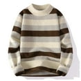 thumbnail image 1 of WAENQINLA Men's Striped Sweaters Winter Warm Crewneck Long Sleeve Pullover Tops Fleece Pattern Knit Sweater Khaki L, 1 of 3