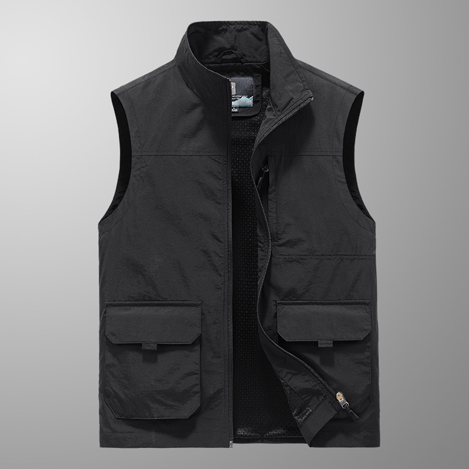 Outdoor Black Sleeveless Cargo Vest