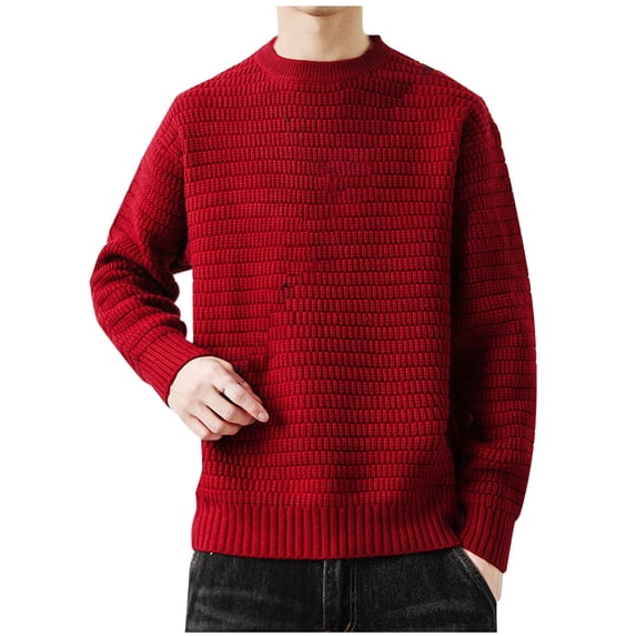 WAENQINLA Men's Sweater Crewneck Long Sleeve Knit Sweaters Winter Casual Textured Pullover Basic Tops