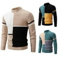 thumbnail image 1 of WAENQINLA Men's Sweaters Fashion Color Block Long Sleeve Causal Knitted Sweaters Fall Winter Knitwear Green XXXL, 1 of 7