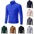 thumbnail image 1 of WAENQINLA Men's Sweaters Half Zip Mock Neck Pullover Tops Winter Long Sleeve Cable Knit Sweaters Navy L, 1 of 8