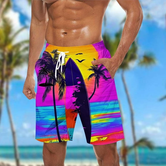 WAENQINLA Men's Swim Trunks 7" Big and Tall Quick Dry Beach Shorts Swimwear Sports Running Swim Board Shorts with Pockets Bathing Suits