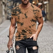 WAENQINLA Men's Tie Dye Graphic Shirts Big and Tall Casual Short Sleeve Summer Tee Fashion Round Neck Rock Band T-Shirts,4XL