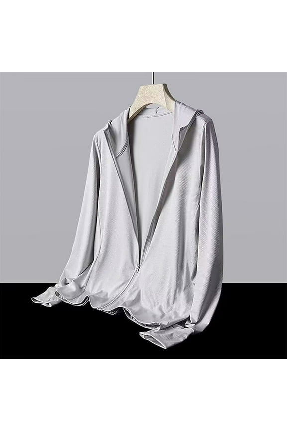 Men's UPF 50+ Lightweight Jacket with Hood Full Zip Sun Protection Hoodies Long Sleeve Breathable Soft Shirts UV Fishing Athletic Shirt Jackets