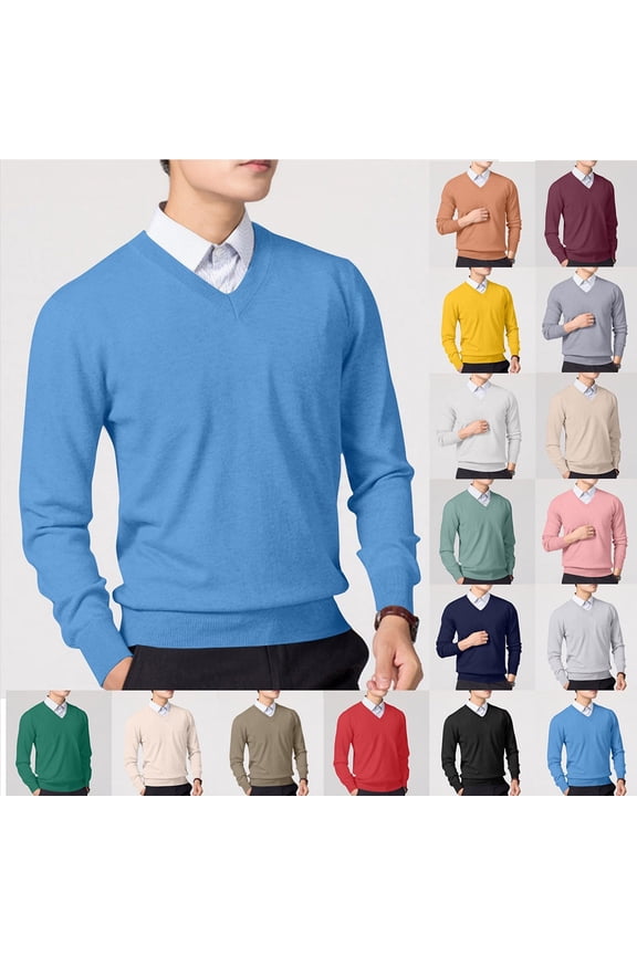 Men's V Neck Knit Sweaters Lightweight Basic Pullovers Casual Slim Fit Jumpers Long Sleeve Knitted Top Gray XS