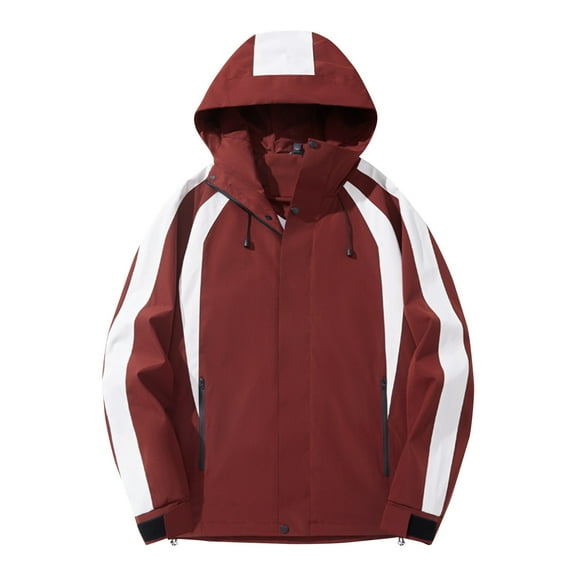 WAENQINLA Men's Waterproof Rain Jacket Lightweight Casual Windproof Hoodie Raincoat Insulated Winter Hooded Coats Outdoor Sports Windbreakers