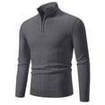 thumbnail image 1 of WAENQINLA Men's Winter Sweaters Half Zip Mock Neck Pullover Tops Long Sleeve Cable Knit Sweater with Ribbed Hem Dark Gray XXL, 1 of 8
