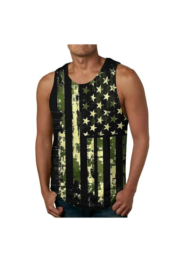 Mens American Flag Tank Top USA Flag Graphic Gym Running Undershirts 4th of July Patriotic Sleeveless Muscle Tees