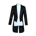 thumbnail image 1 of WAENQINLA Mens Blazers Sequin Tuxedo Jacket Y2k Tailcoat Swallowtail Prom Blazer Slim Fit Suit Jacket Clubwear, 1 of 4