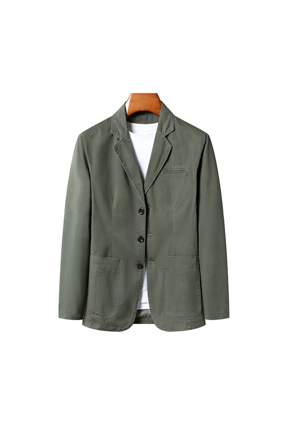 Mens Casual Blazer 3 Button Cotton Twill Suit Jackets Formal Business Blazers with Pockets