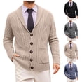 thumbnail image 1 of WAENQINLA Mens Casual Cardigan Sweaters Long Sleeve Shawl Collared Buttons Down Cable Knit Sweaters Winter Warm Outerwear Jackets Navy L, 1 of 4
