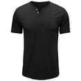 thumbnail image 1 of WAENQINLA Mens Casual Henley Shirt Slim Fit Basic Short Sleeve Fashion T-Shirt Lightweight 7 Button Up Crewneck Tshirt, 1 of 5