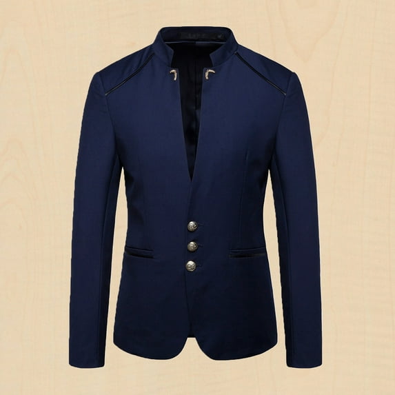 WAENQINLA Mens Casual Suit Jackets Stand Mandarin Collar Lightweight Blazers Party Wedding Sport Coats Long Sleeve Button Down Business Coat