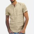 thumbnail image 1 of WAENQINLA Mens Cotton Linen Henley T-Shirts Short Sleeve Hippie Casual Beach Tshirts Lightweight Button Down Shirt Summer Tops, 1 of 6