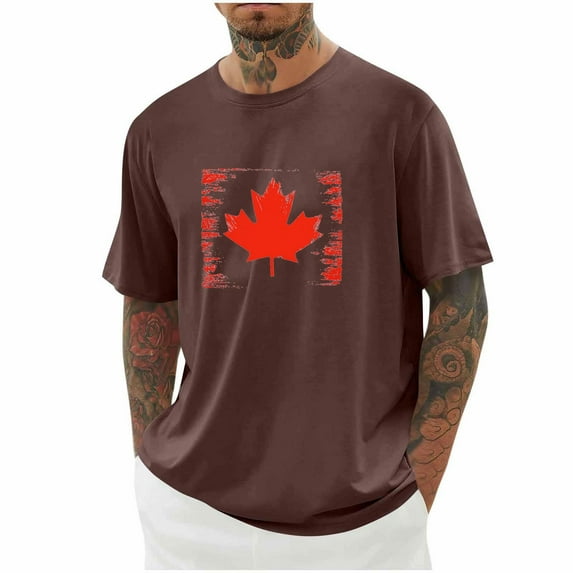 WAENQINLA Mens Graphic T-Shirts Funny Red Canada Maple Prints Shirts Big and Tall Canadian Flags T Shirt Crewneck Short Sleeve Tees