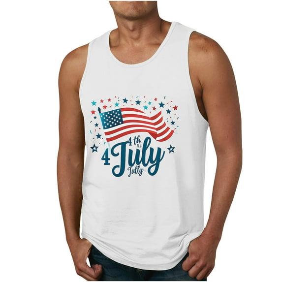 WAENQINLA Mens Graphic Tank Tops 4Th Of July Summer Sleeveless Muscle Shirts Big And Tall Beach Hawaiian Patriotic Tank Tops for Vacation