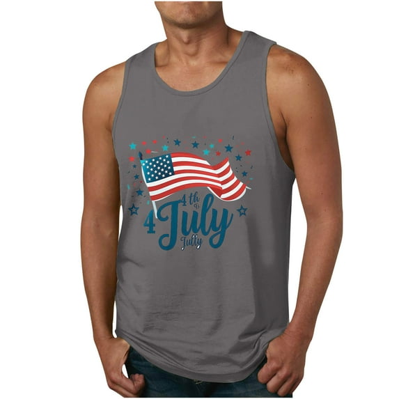 WAENQINLA Mens Graphic Tank Tops 4Th Of July Summer Sleeveless Muscle Shirts Big And Tall Beach Hawaiian Patriotic Tank Tops for Vacation