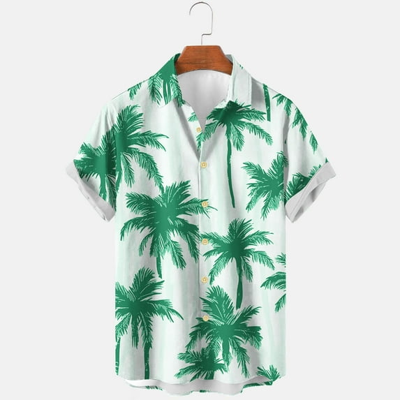WAENQINLA Mens Hawaiian Shirt Short Sleeves Palm Tree Print Casual Shirts Big and Tall Button Down Tropical Beach Shirt,M-4XL