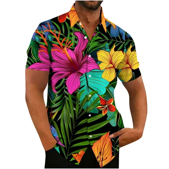 WAENQINLA Mens Hawaiian Shirts Summer Short Sleeve Button Down Shirt Big and Tall Beach Tropical Graphic Casual Shirts,S-5XL
