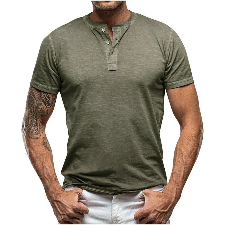 WAENQINLA Mens Henley Shirt Summer Casual Short Sleeve Basic T