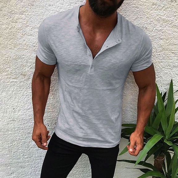 WAENQINLA Mens Henley Shirts Casual Quick Dry Short Sleeve T Shirts for Running Lightweight Summer Quarter Button Up Basic Tee