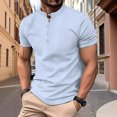 thumbnail image 1 of WAENQINLA Mens Henley Shirts Summer Casual Short Sleeve Shirts with 5 Button Lightweight Solid Color Band Collar Tees, 1 of 9