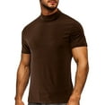 thumbnail image 1 of WAENQINLA Mens Mock Turtleneck Shirt Casual Short Sleeve T-Shirts Comfortable Basic Solid Color Slim Fit Knitted Pullover Tees, 1 of 5