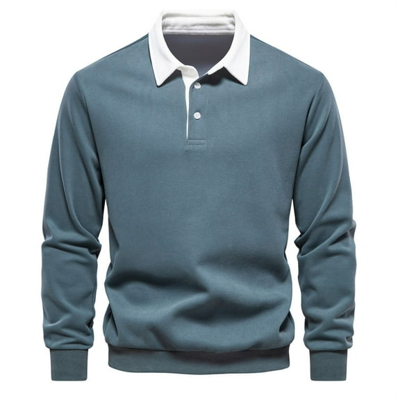 WAENQINLA Mens Pullover Sweatshirts Dressy Casual Long Sleeve T Shirts Loose Fit Button Lapel Athletic Work Pullover Shirts